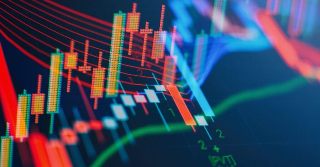 Colorful candlestick stock market trading chart