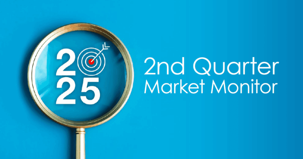 Magnifying glass focusing on Q2 market milestone with 25% target.